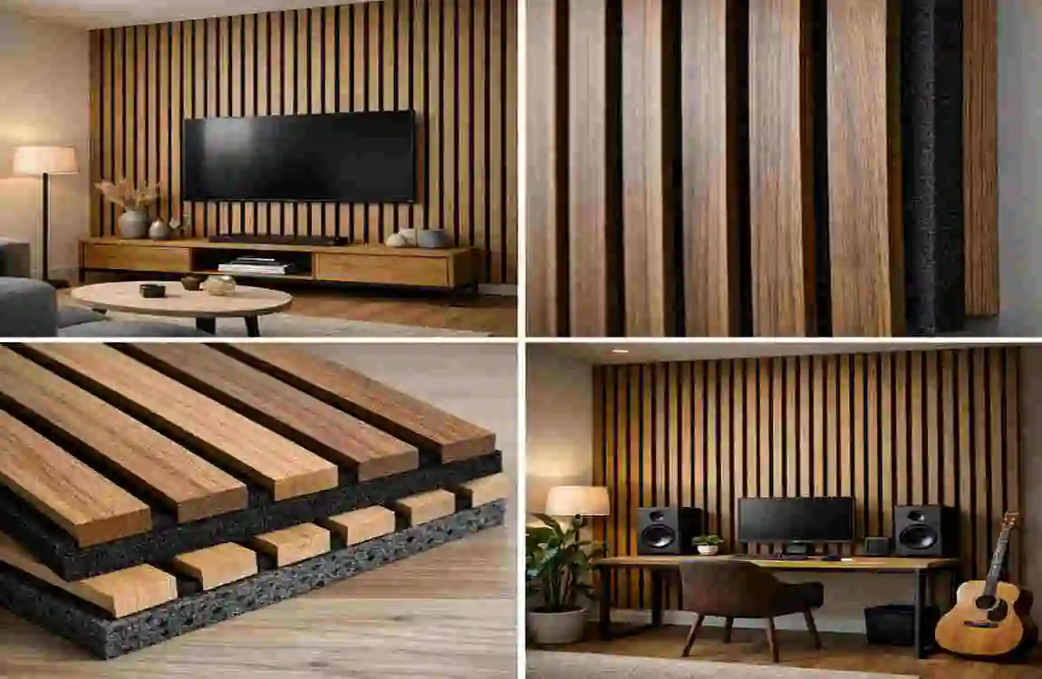 wood slat acoustic panels for ceiling at home