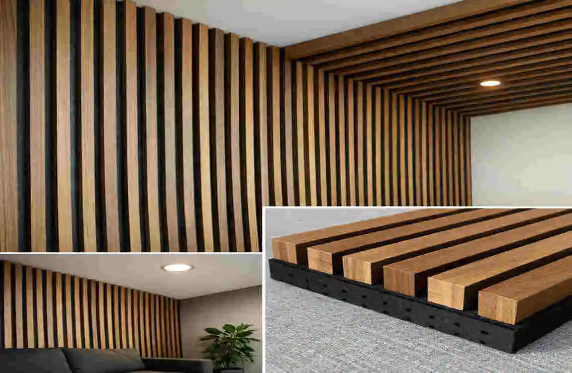 wood slat acoustic panels for ceiling at home