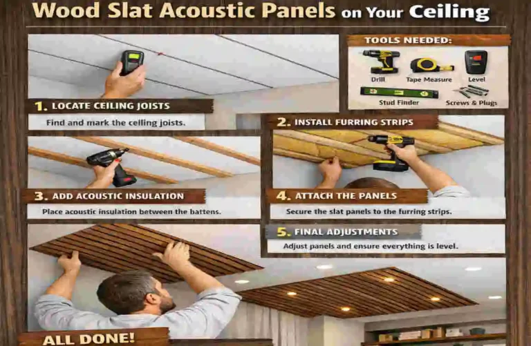 wood slat acoustic panels for ceiling at home