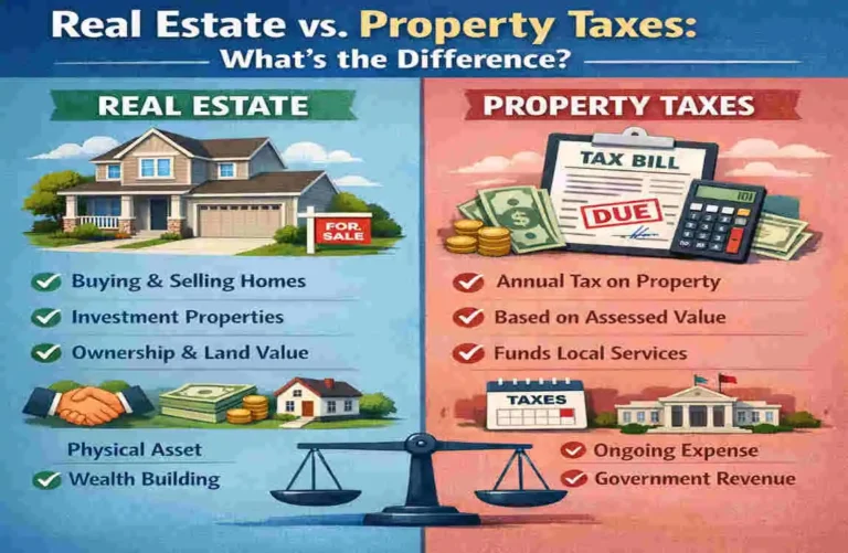 Real Estate vs. Property Taxes: What’s the Difference? are real estate and property taxes the same thing